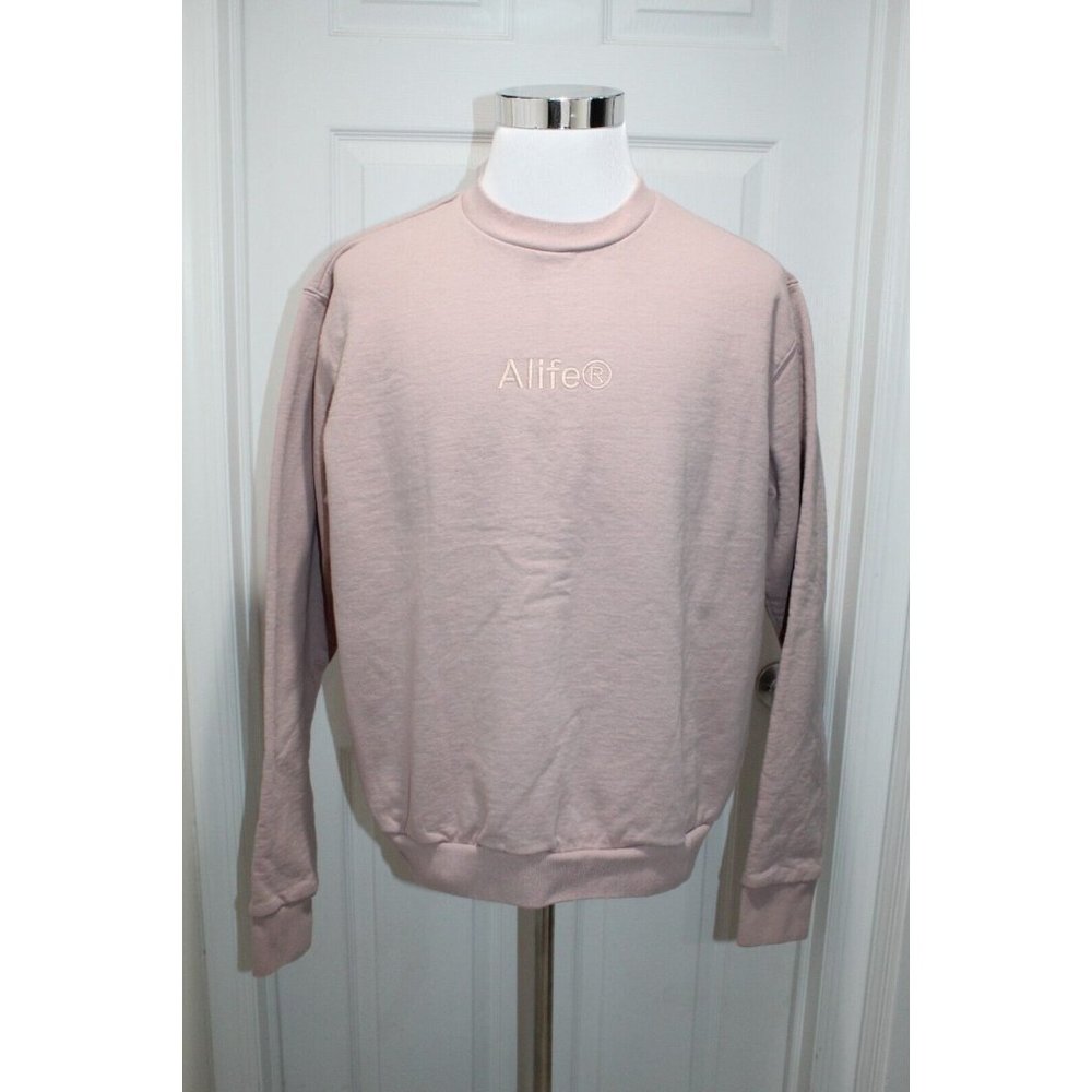 Men's L Pink Mauve Alife Core Logo Travis Dunks Crewneck Sweatshirt Pullover